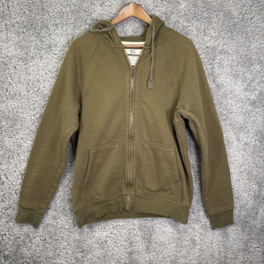 Flint And Tinder The 10 Year Hoodie Full Zip Large Olive Green  Made In USA